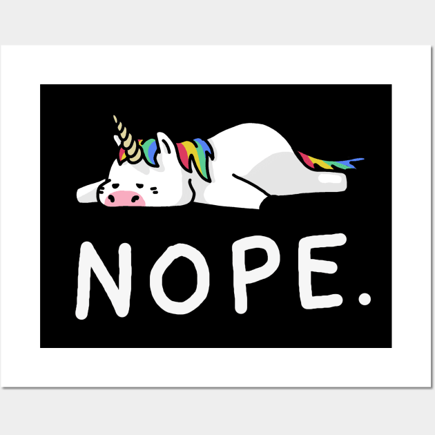 Nope Lazy Unicorn Wall Art by vo_maria